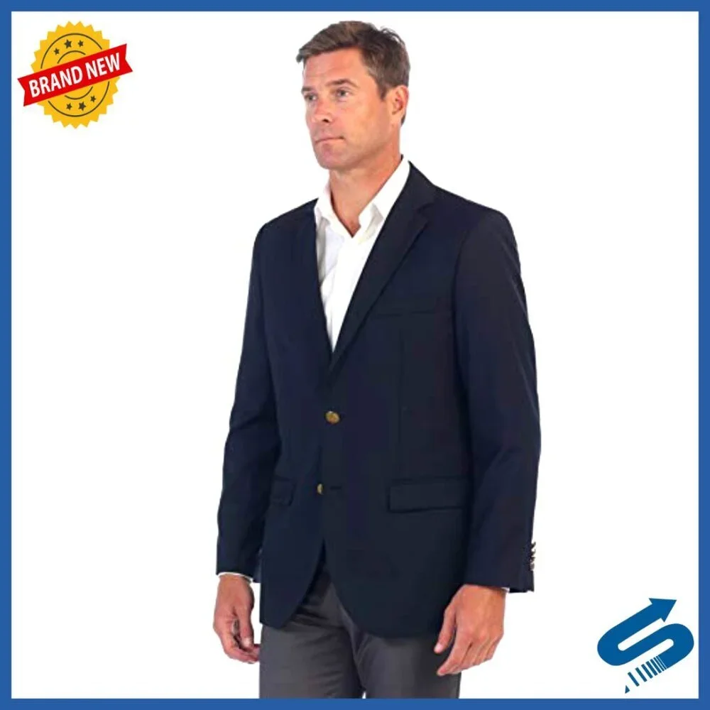 Men's Navy Blazer Jacket Regular Fit Polyester Rayon Formal Wear